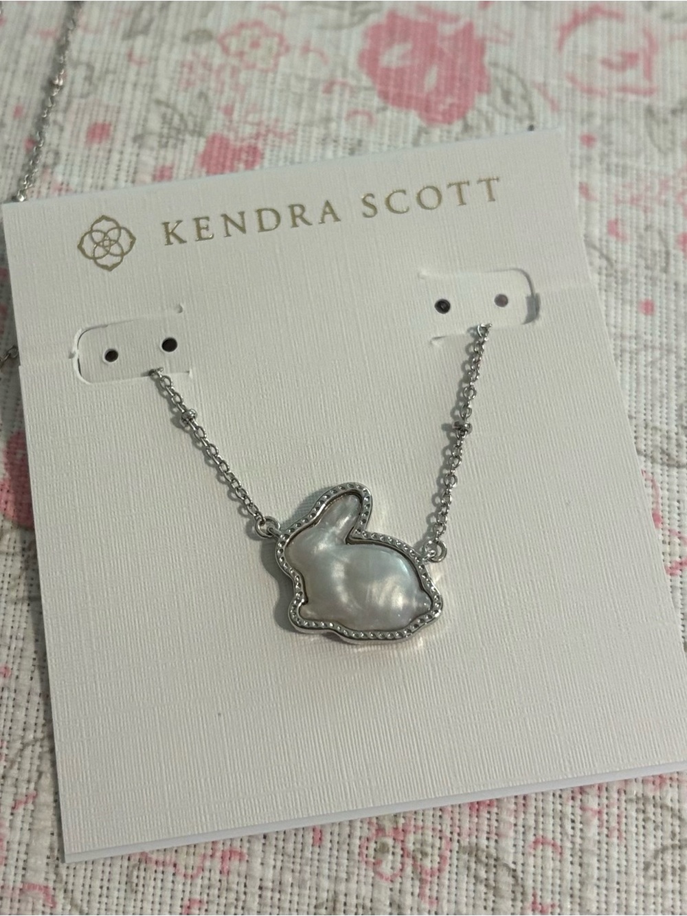 Kendra Scott Silver Mother-of-Pearl Bunny Pendant Necklace